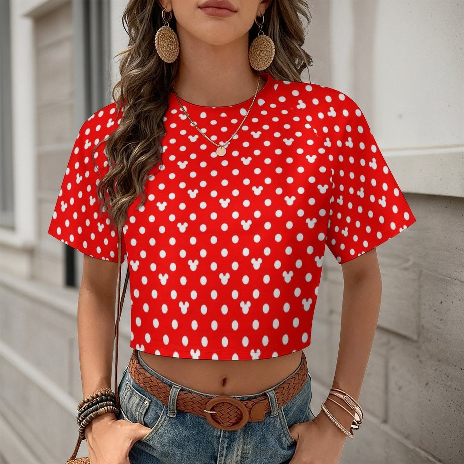 All Over Print Cropped Ralgan T-Shirt - Ambrie