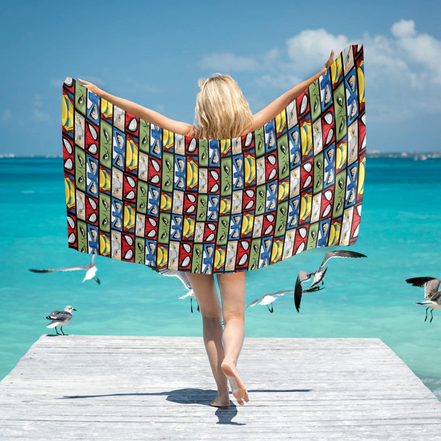 Super Heroes Eyes Beach Towel