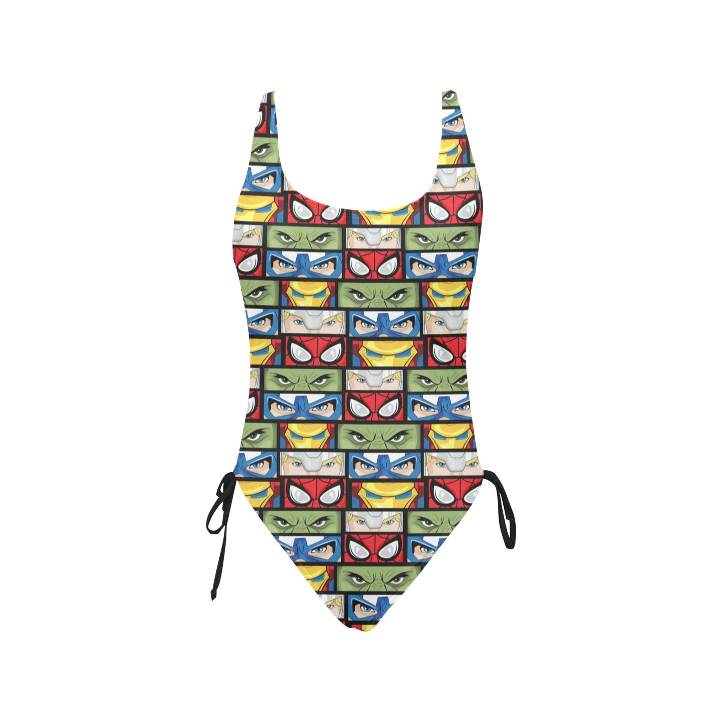 Super Heroes Eyes Drawstring Side Women's One-Piece Swimsuit