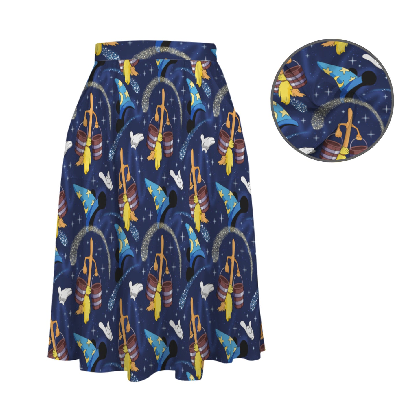 Sorcerer Elastic Waist Midi Skirt With Pockets