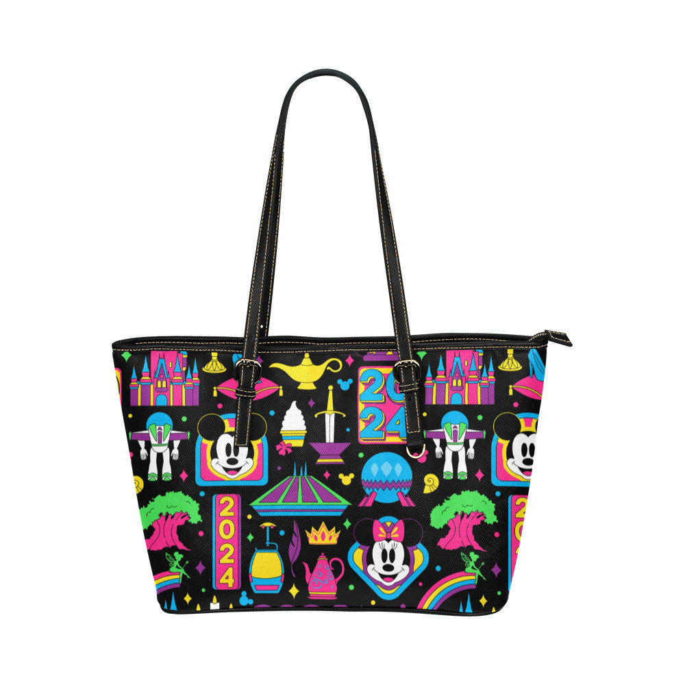 Disney 2024 Dark Leather Tote Bag