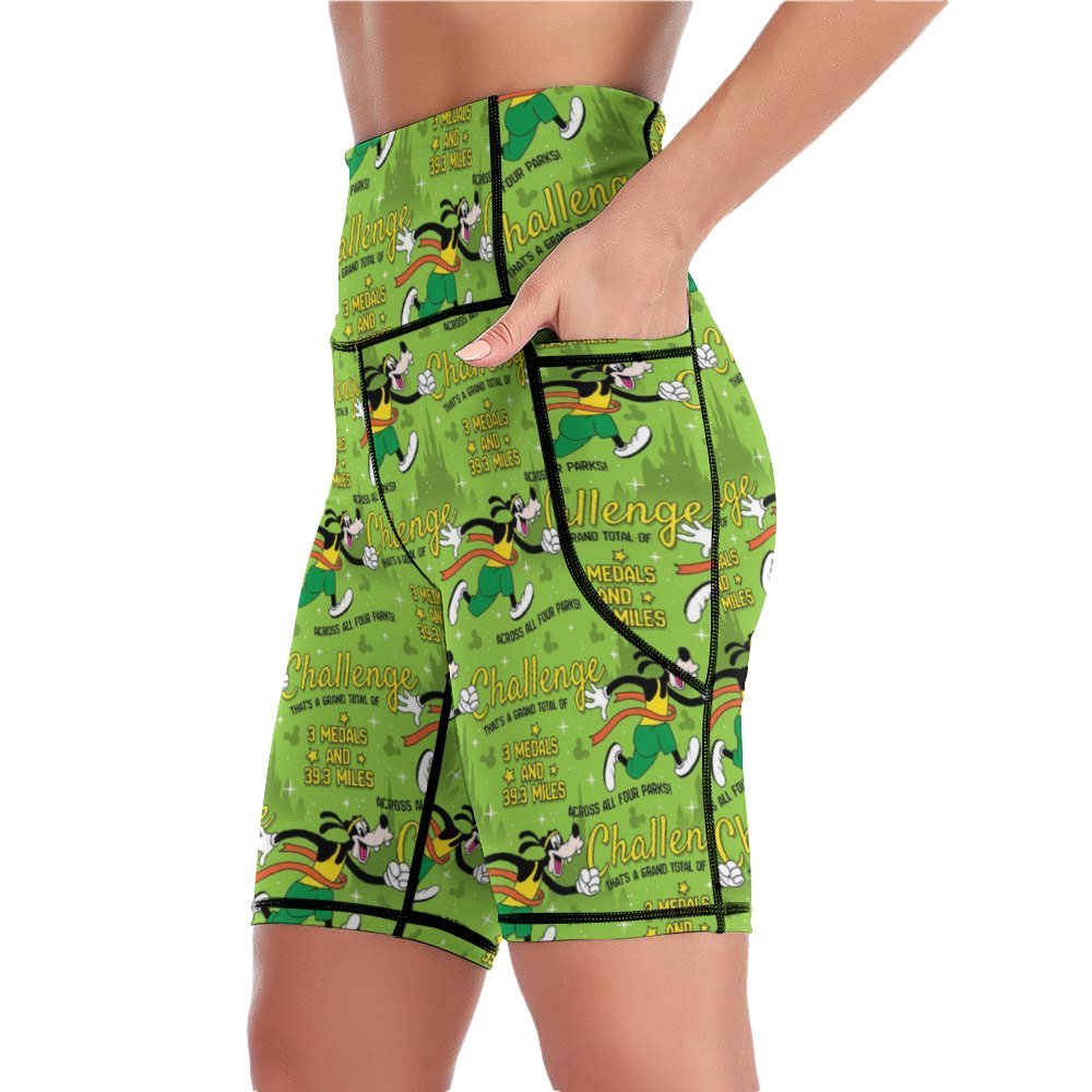 Goofy Challenge Women's Knee Length Athletic Yoga Shorts With Pockets