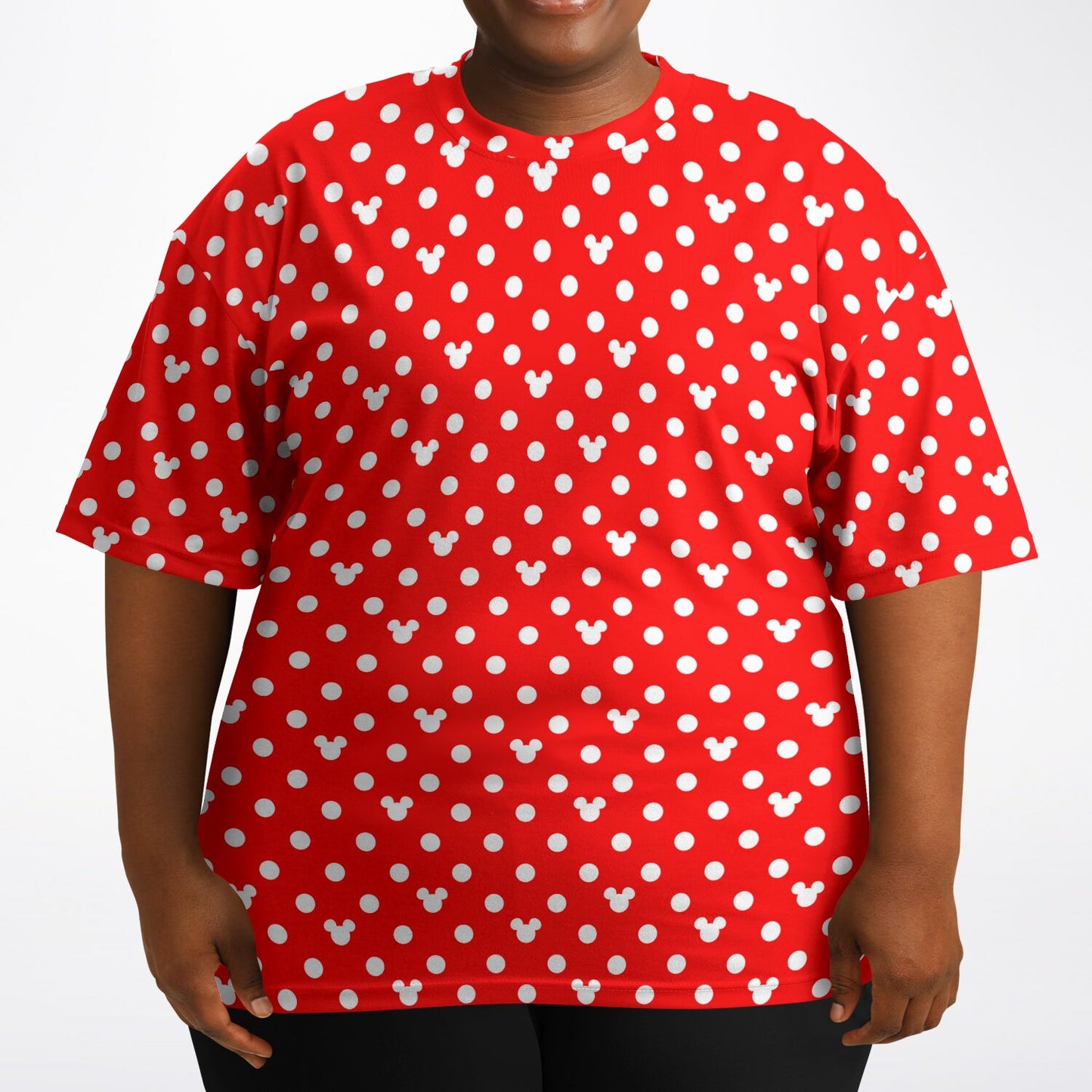 Red With White Mickey Polka Dots Unisex Plus-size T-Shirt