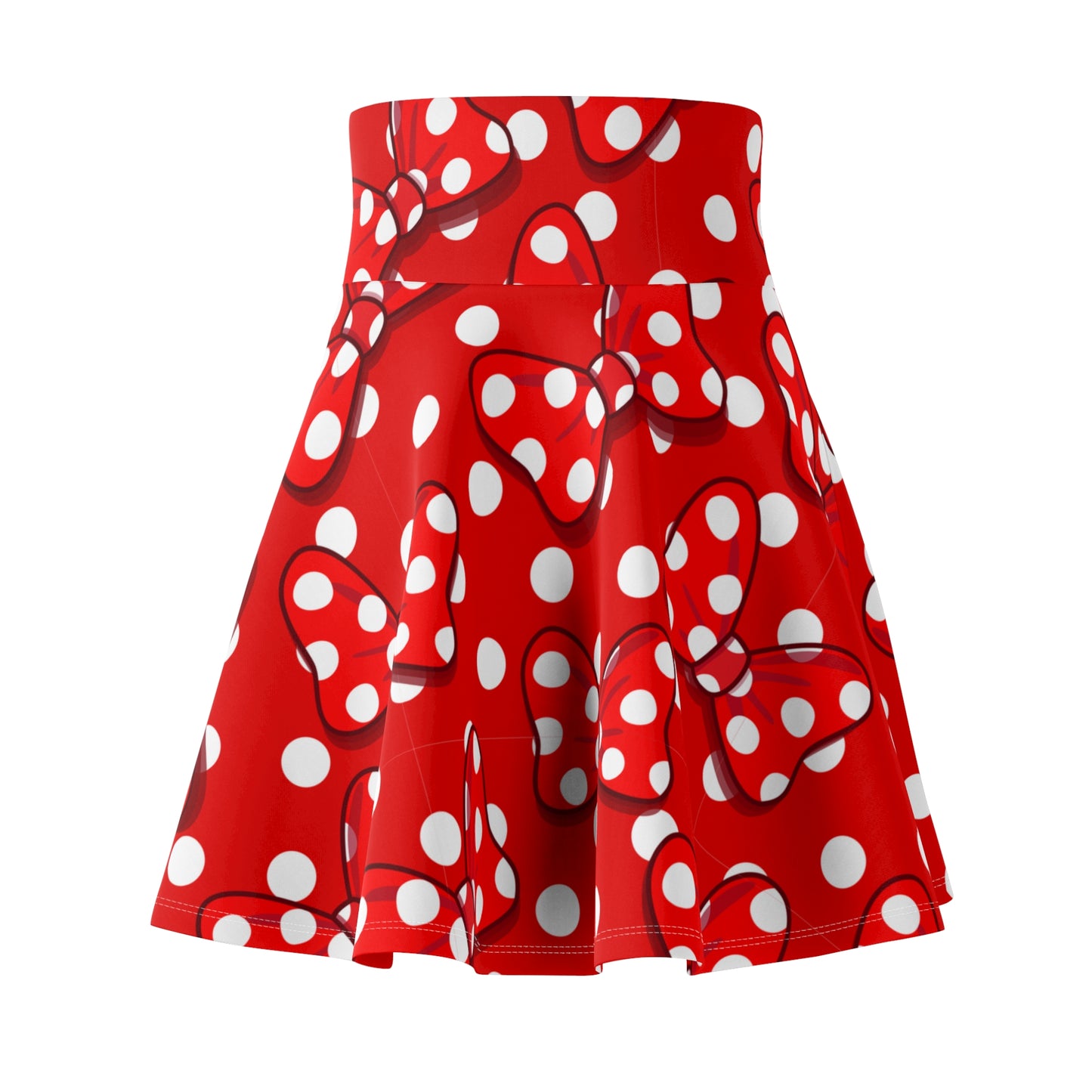Polka Dots With Red Bows Skater Skirt