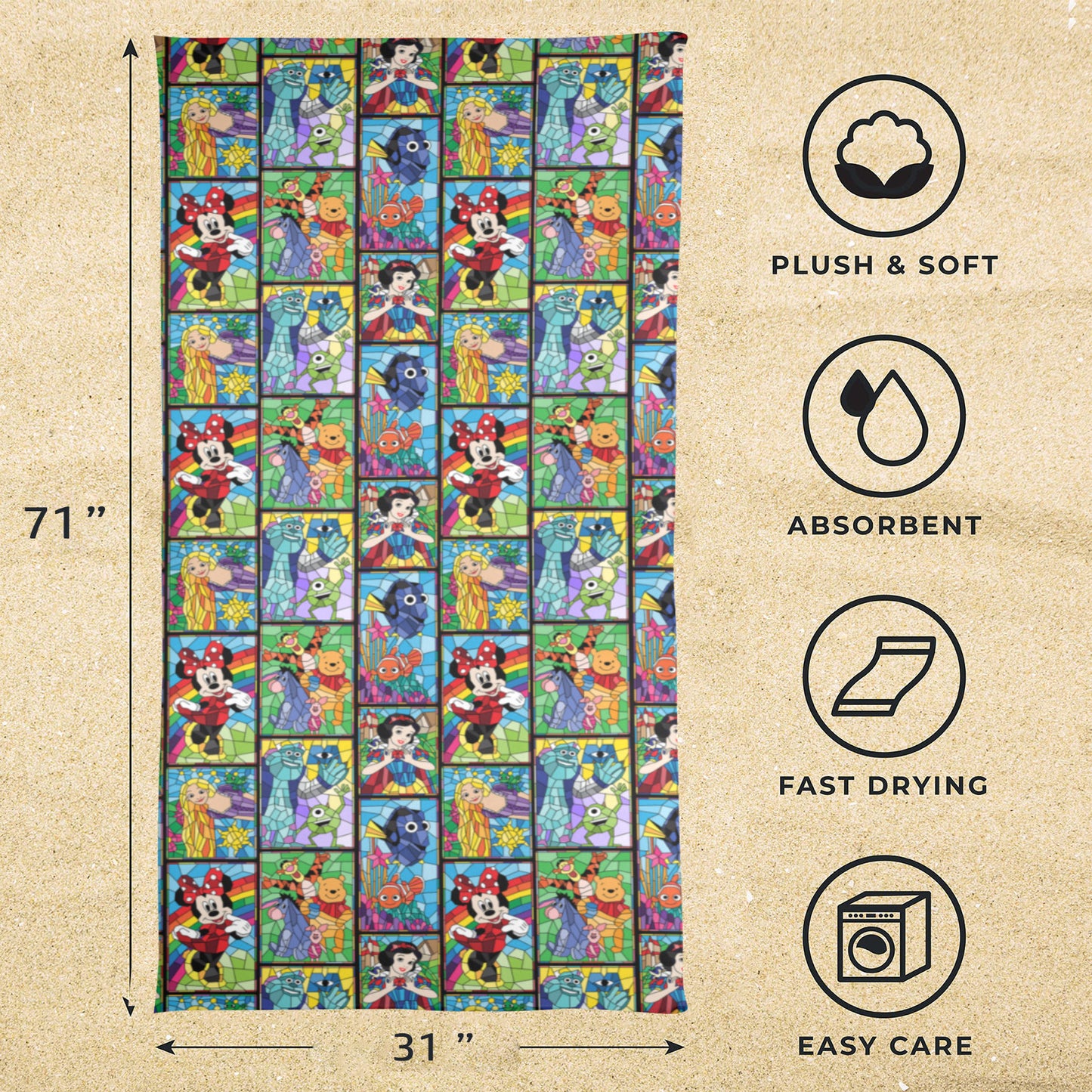 Stained Glass Beach Towel