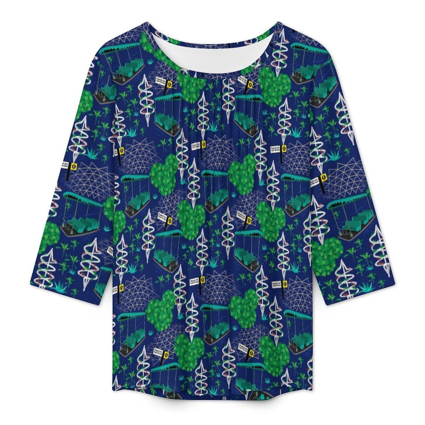 Living With The Land Women's 3/4 Sleeve Pleated Tunic Top - Ambrie