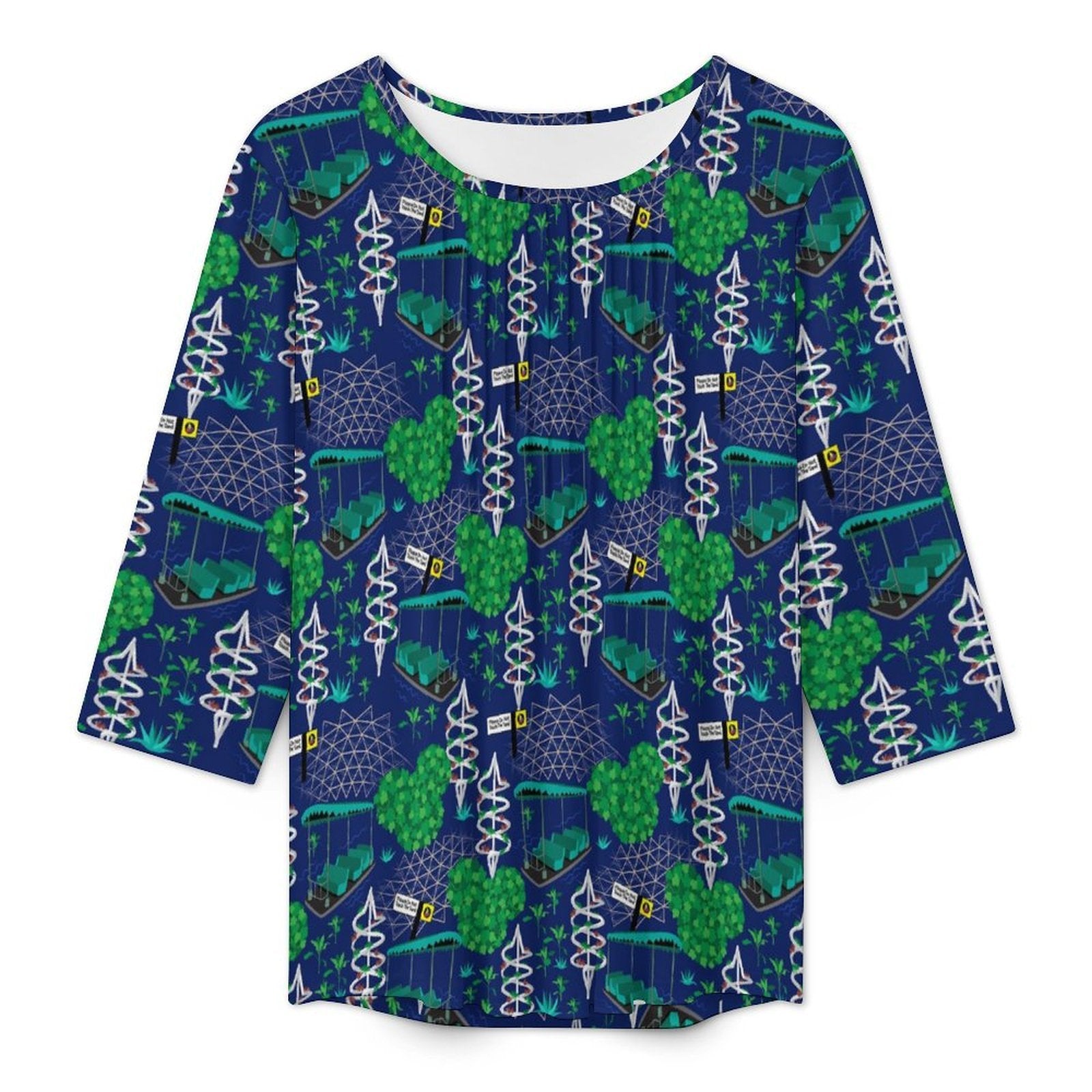 Living With The Land Women's 3/4 Sleeve Pleated Tunic Top - Ambrie