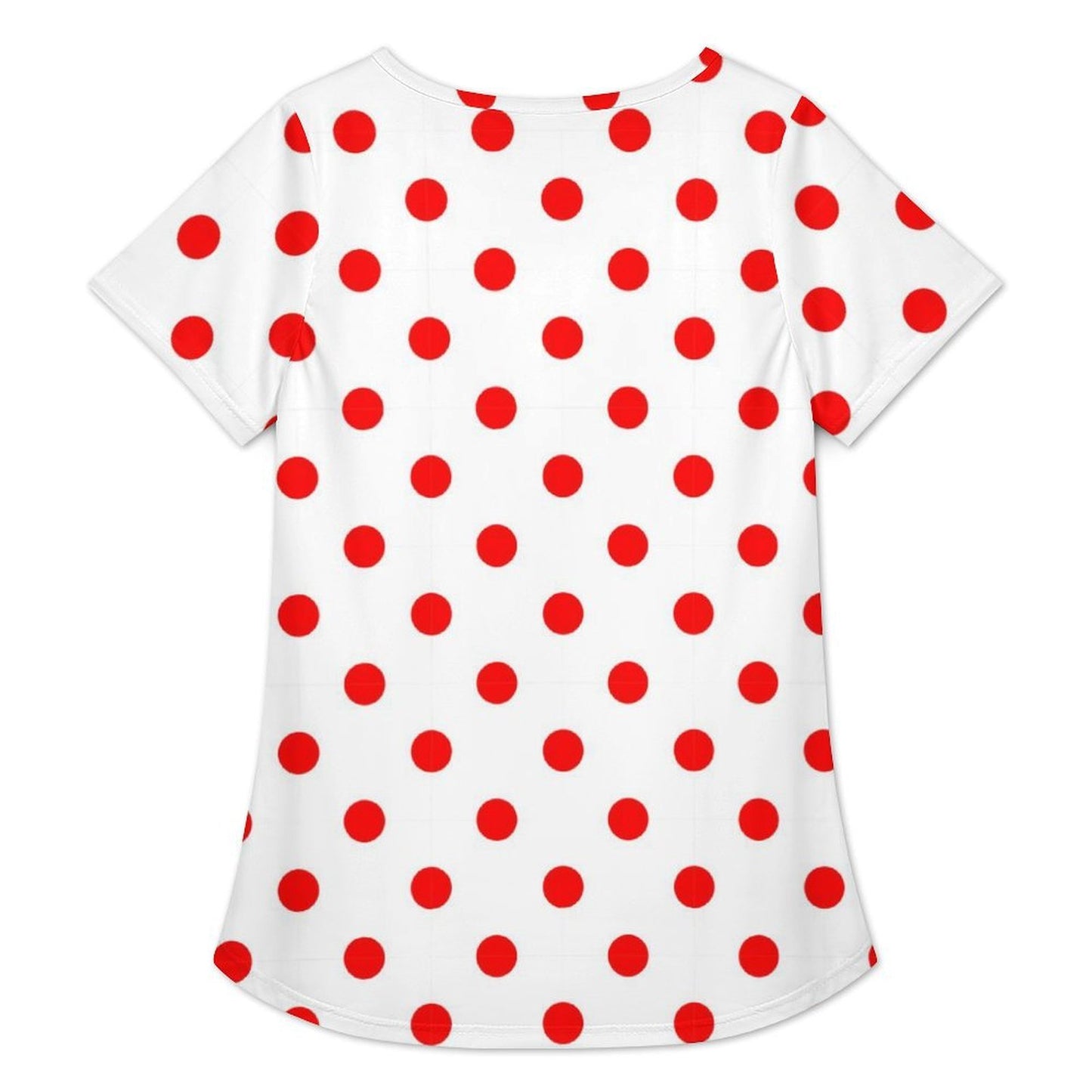 White With Red Polka Dots Women's Crew Neck Tunic - Ambrie