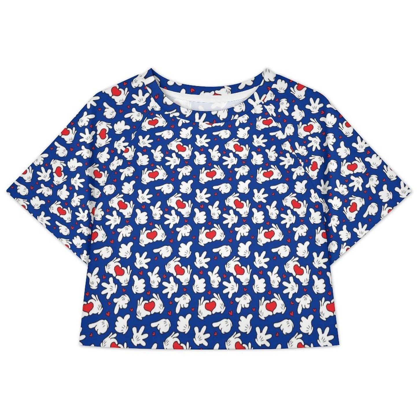 All Over Print Cropped Ralgan T-Shirt - Ambrie