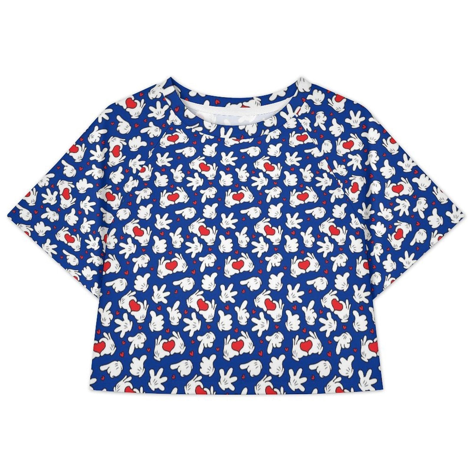 All Over Print Cropped Ralgan T-Shirt - Ambrie