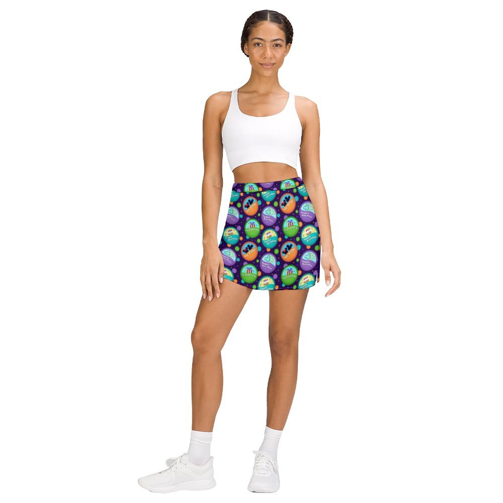 Button Collector Athletic A-Line Skirt With Pocket Solid Shorts