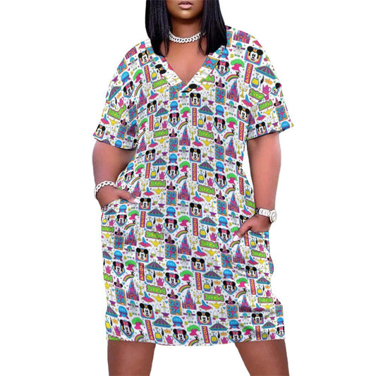 2024 Women's V-neck Loose Dress With Pockets