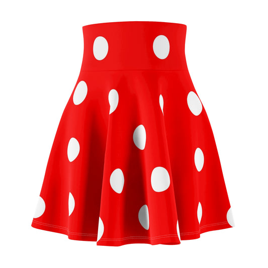 Red With White Polka Dots Women's Skater Skirt