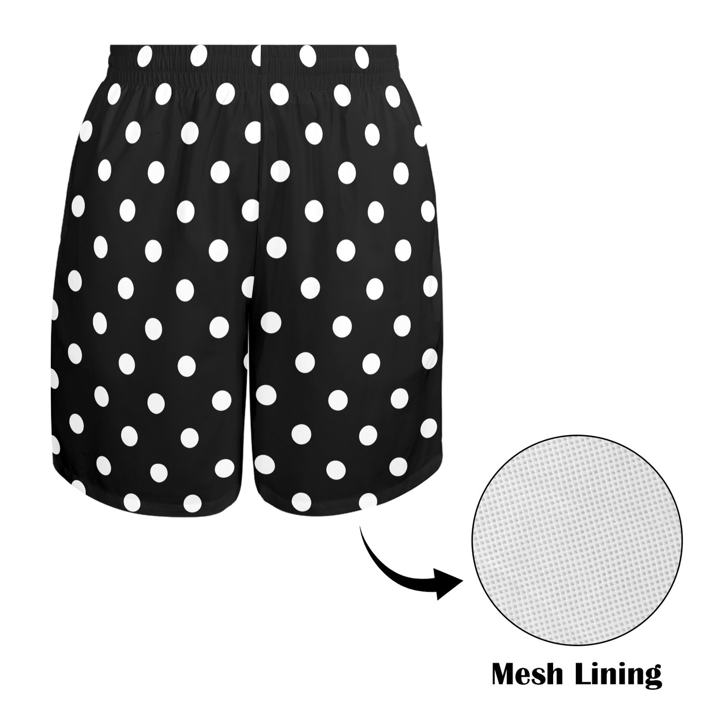 Black With White Polka Dots Men's Swim Trunks Swimsuit