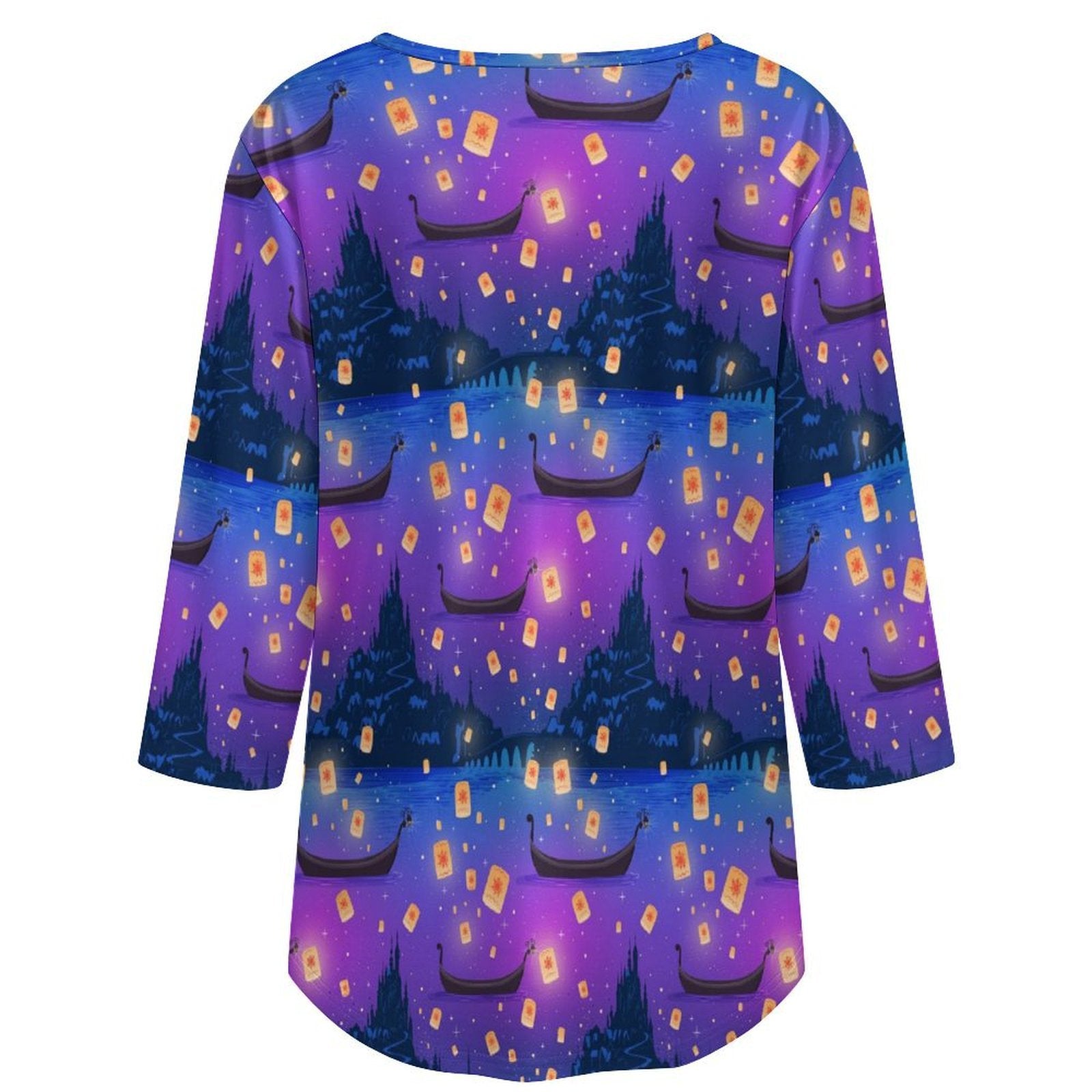 Floating Lanterns Women's 3/4 Sleeve Pleated Tunic Top - Ambrie