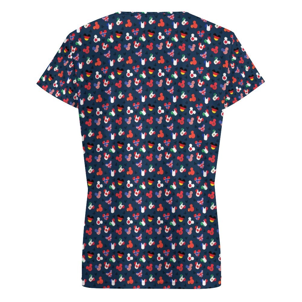 Mickey Flags Women's V-Neck Short Sleeve T-Shirt