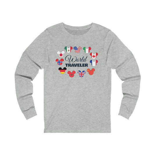 World Traveler Flags Unisex Long Sleeve Graphic Tee