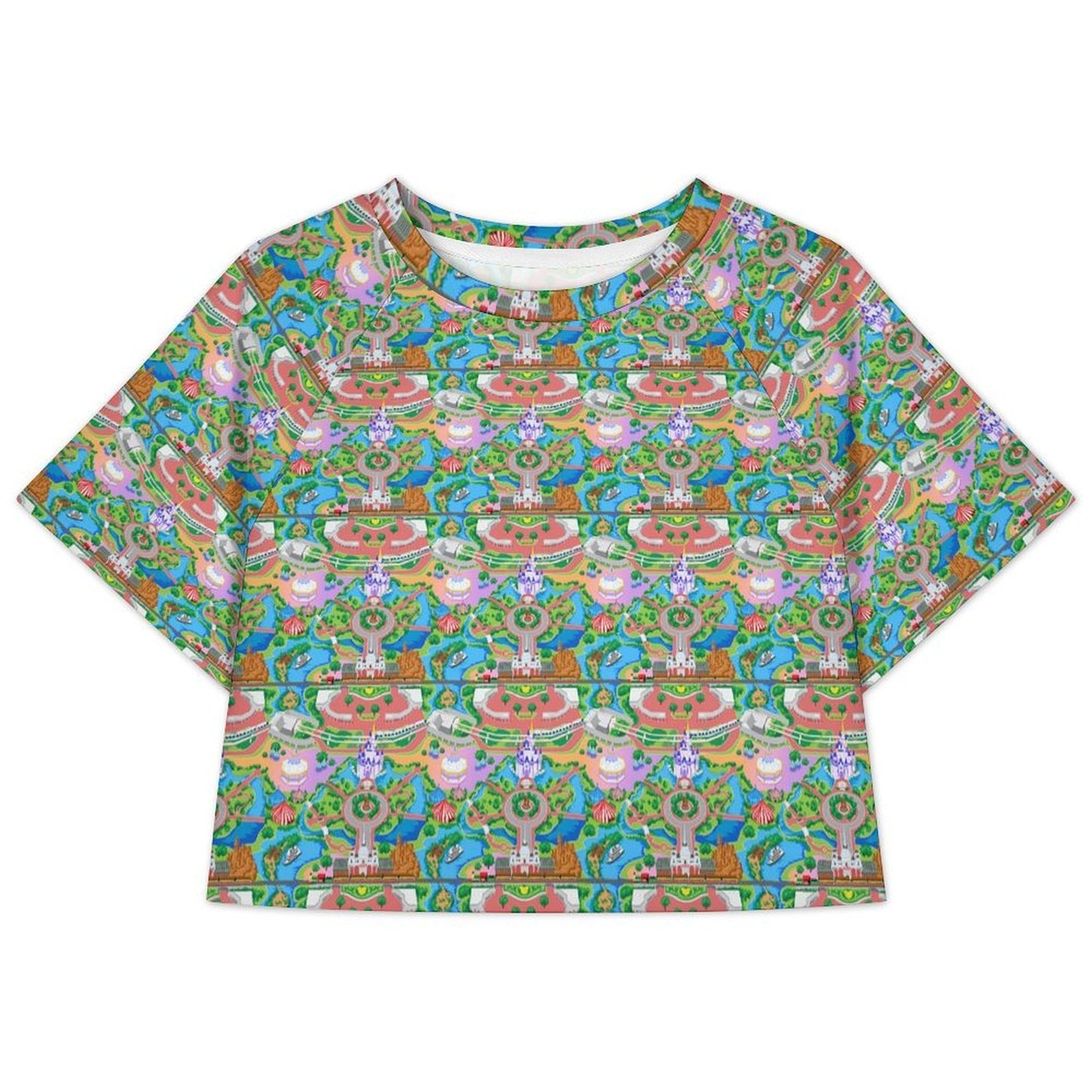 All Over Print Cropped Ralgan T-Shirt - Ambrie