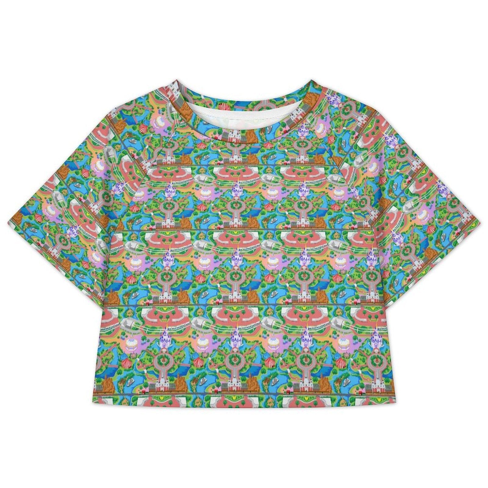 All Over Print Cropped Ralgan T-Shirt - Ambrie