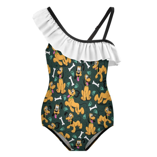 Disney Pluto Life Is Better With A Dog Girls Flounce One-Piece Swimsuit