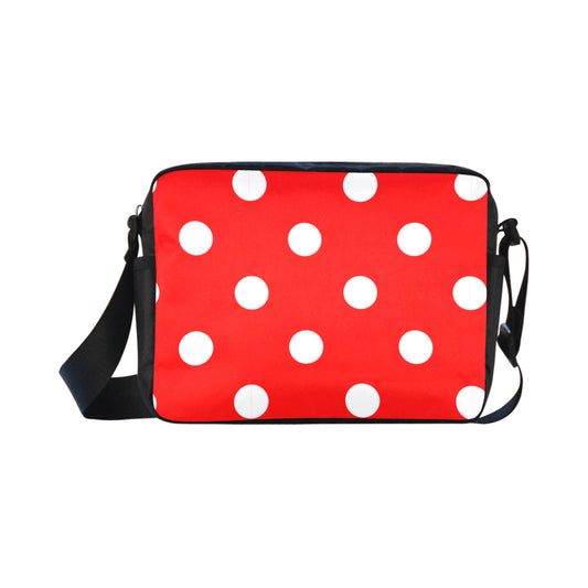 Red With White Polka Dots Classic Cross-body Nylon Bag