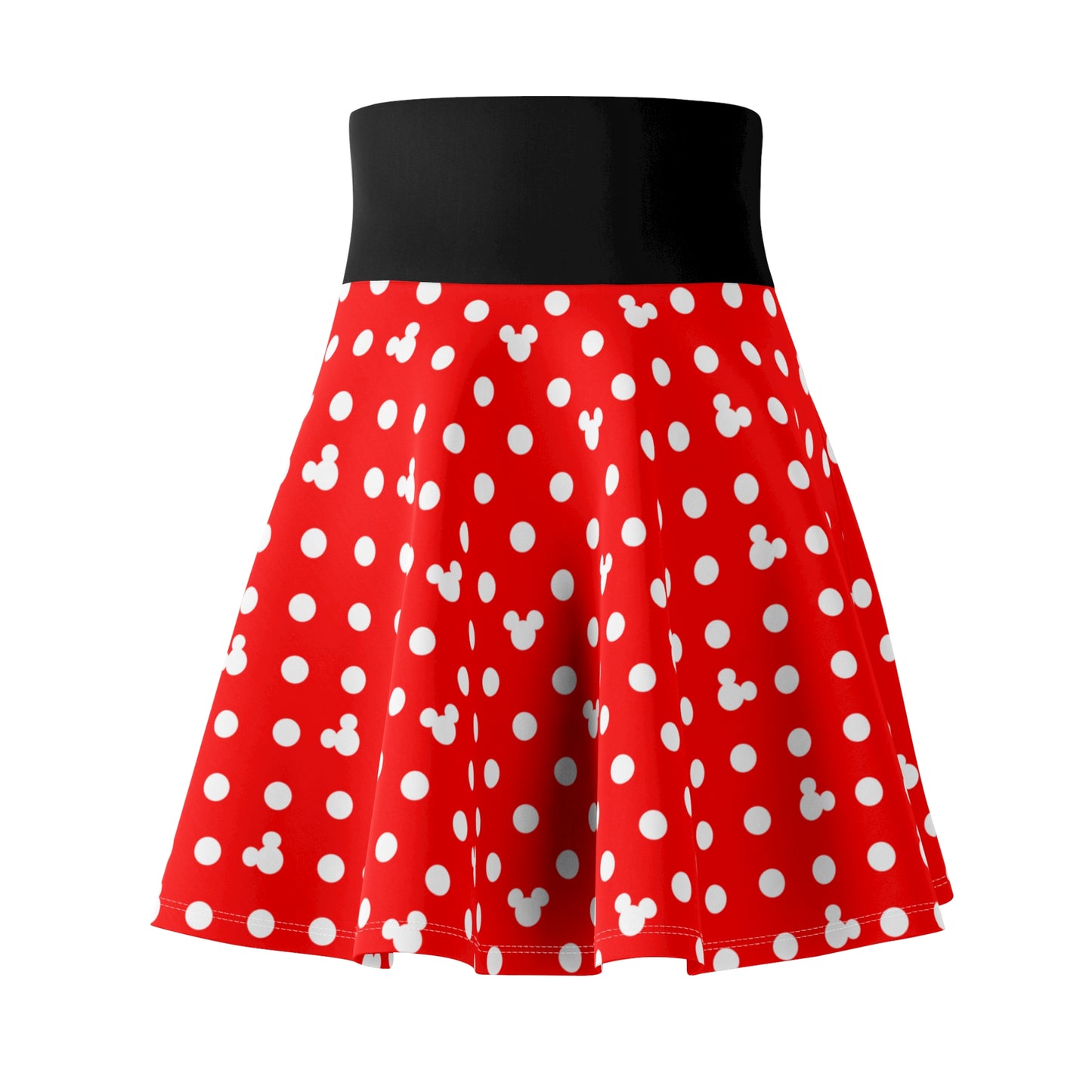 Red With White Mickey Polka Dots Women's Skater Skirt