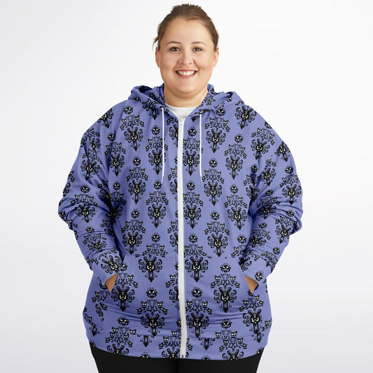 Haunted Mansion Wallpaper Plus-size Unisex Zip Hoodie