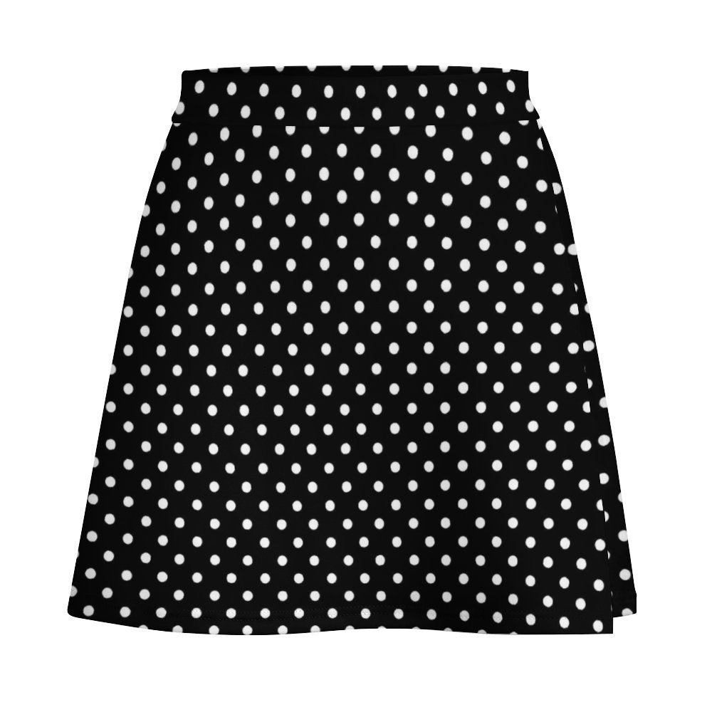 Black With White Polka Dots Short Skirt