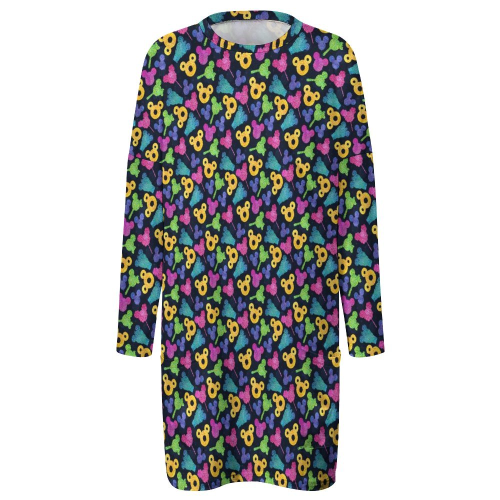 Glitter Park Snacks Women's Long Fit Sweatshirt With Pockets