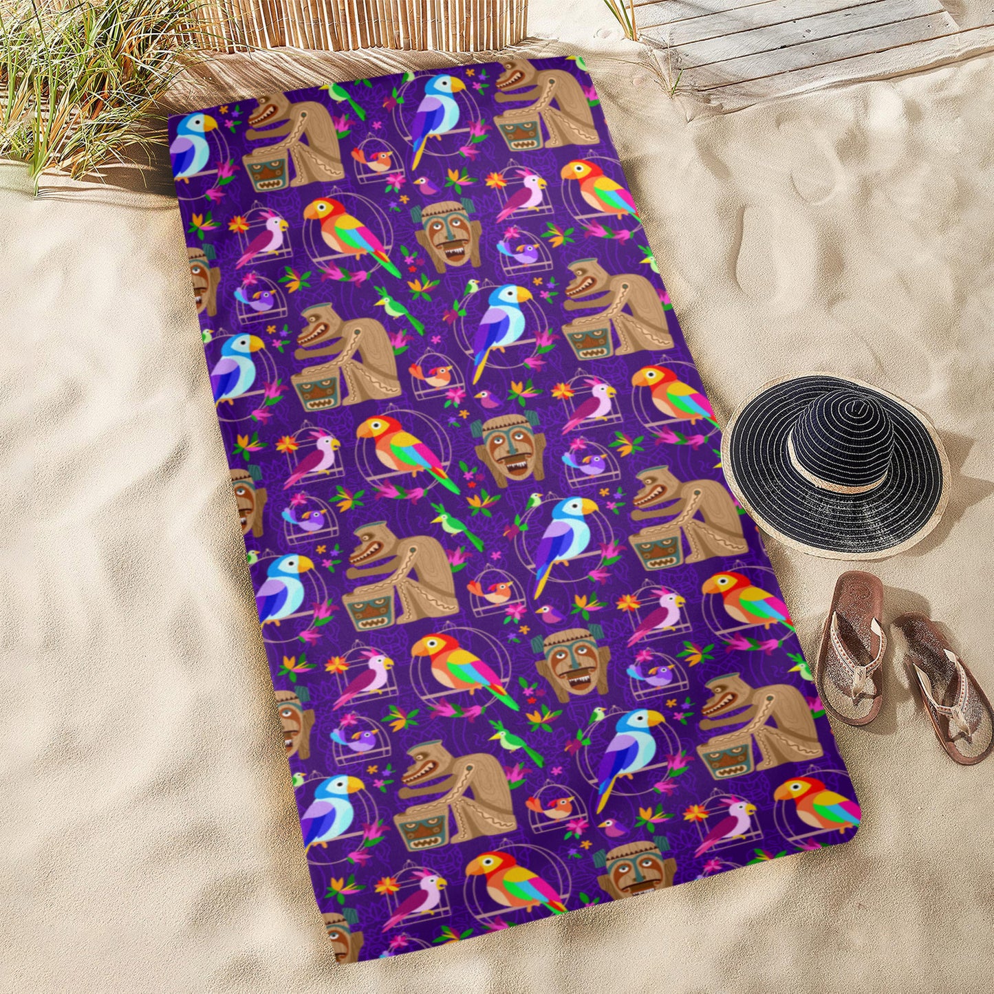 Tiki Plays The Drums Beach Towel