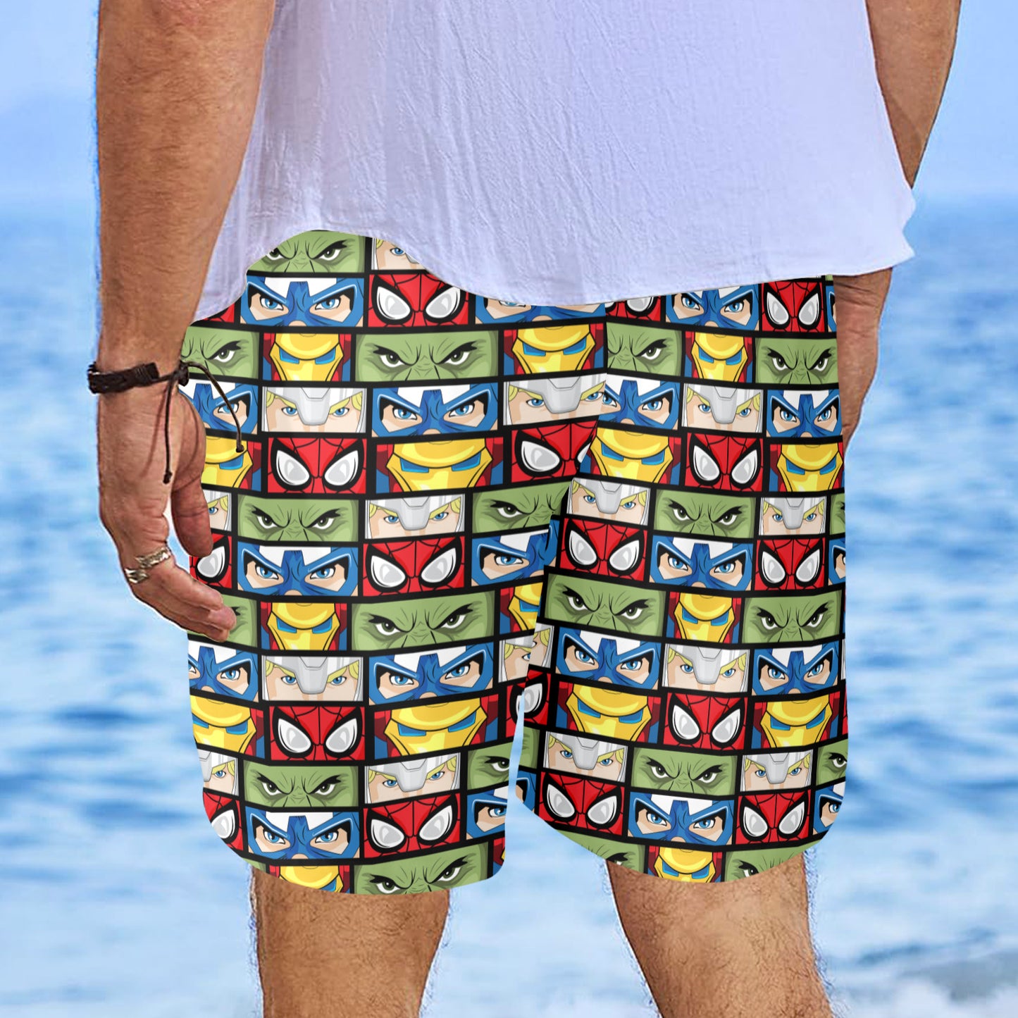 Super Heroes Eyes Men's Swim Trunks Swimsuit