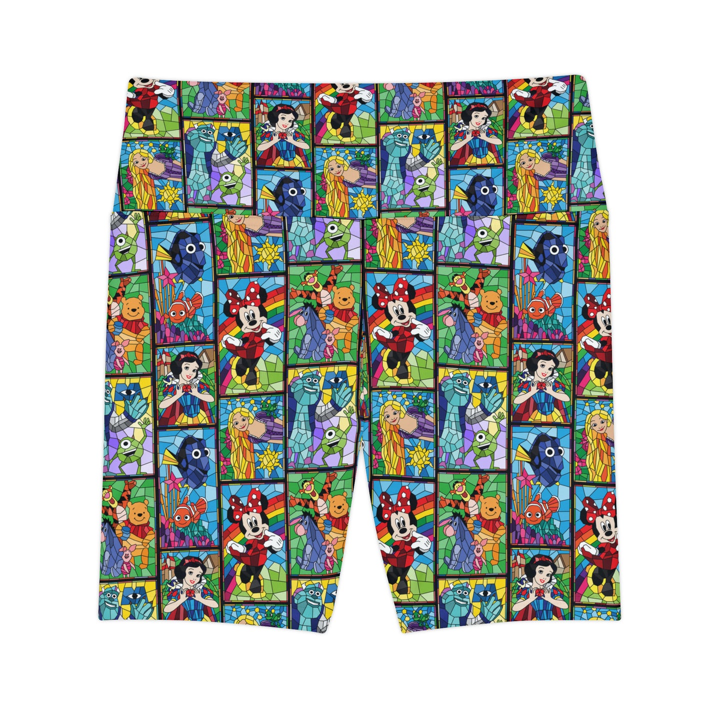 Stained Glass Characters Women's Athletic Workout Shorts