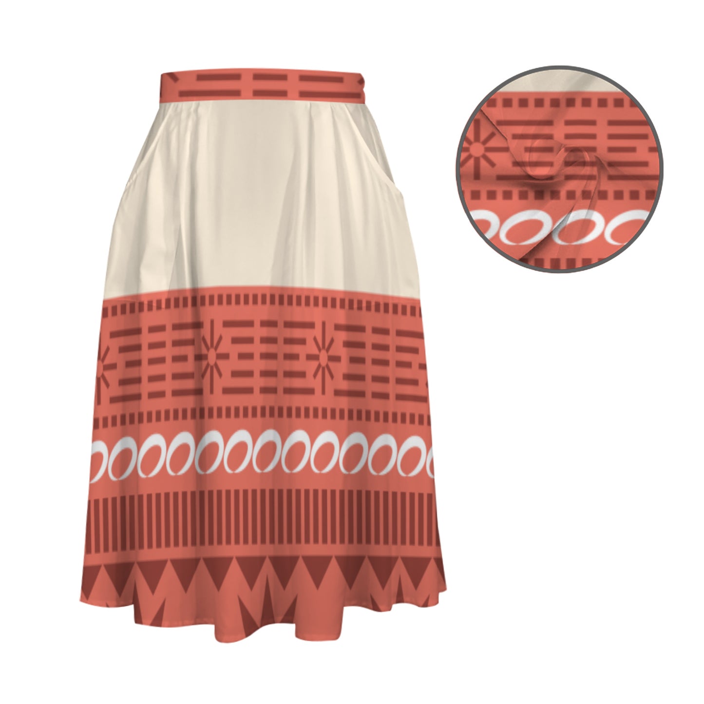 Moana Elastic Waist Midi Skirt With Pockets