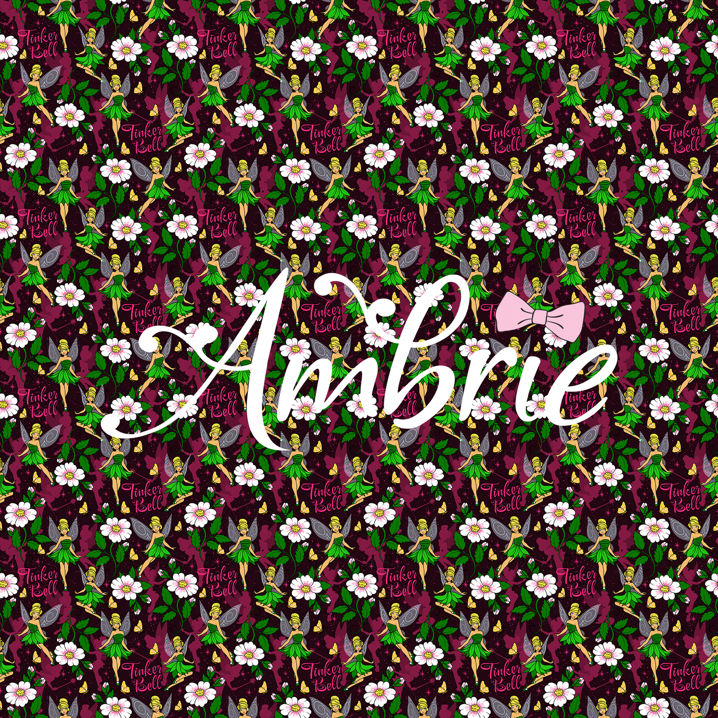 Tinkerbell Seamless Pattern, Magical Cartoon Seamless pattern, Fabric Sublimation