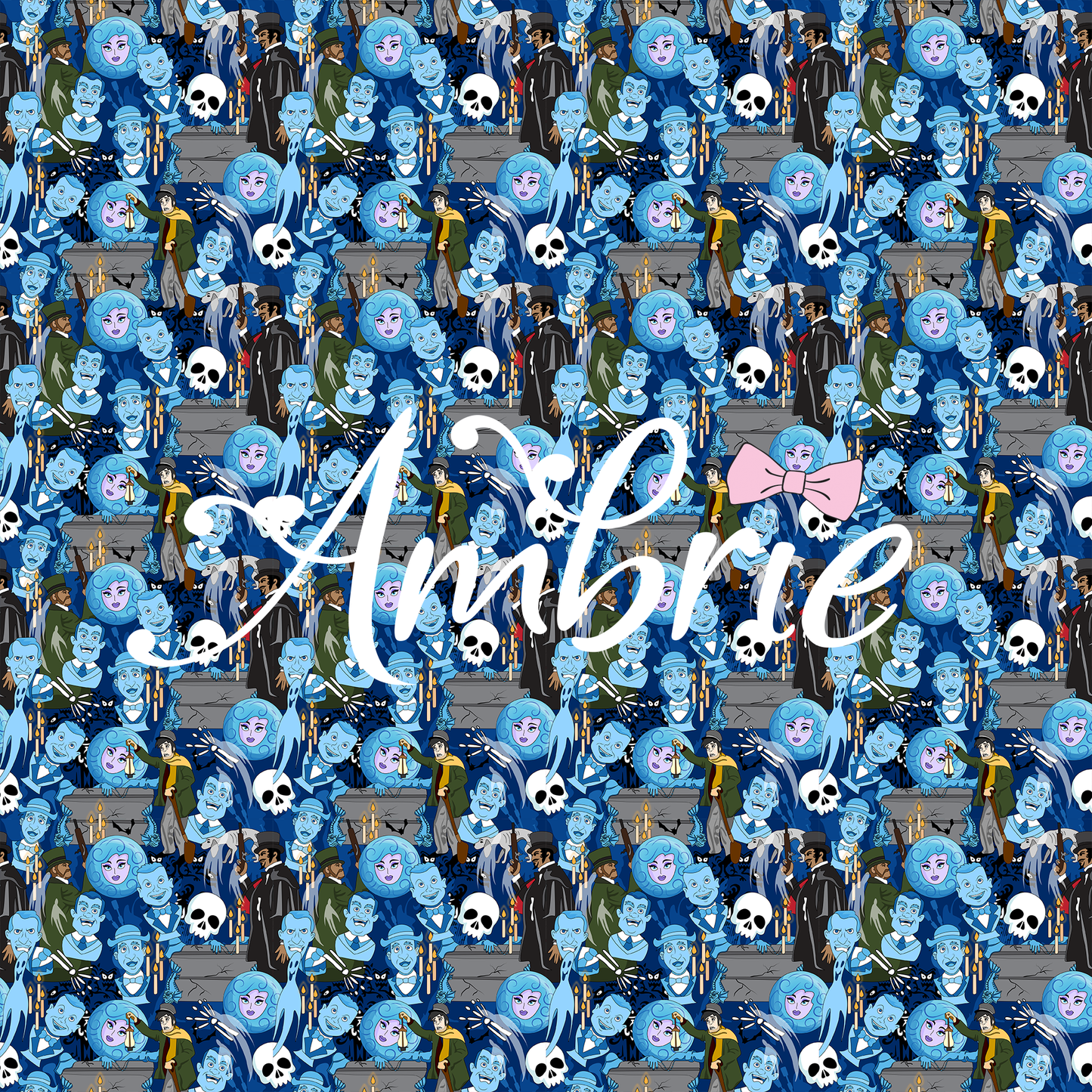 Haunted Mansion Seamless Pattern, Magical Cartoon Seamless pattern, Fabric Sublimation