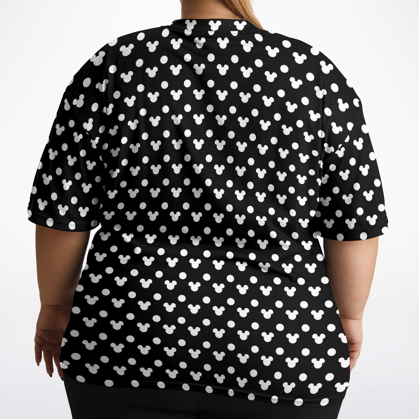 Black With White Mickey Polka Dots Unisex Plus-size T-Shirt