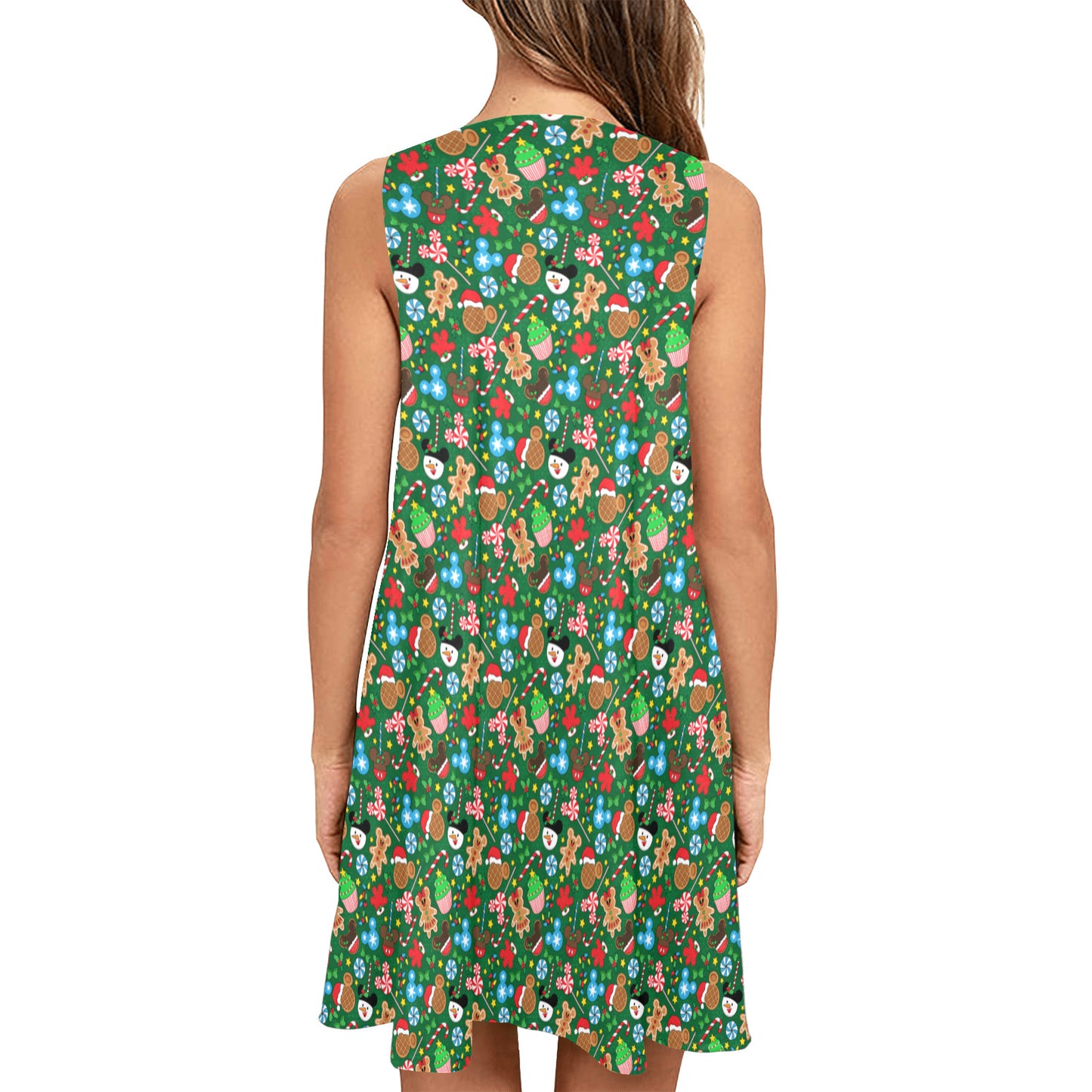 Christmas Candy Sleeveless A-Line Pocket Dress