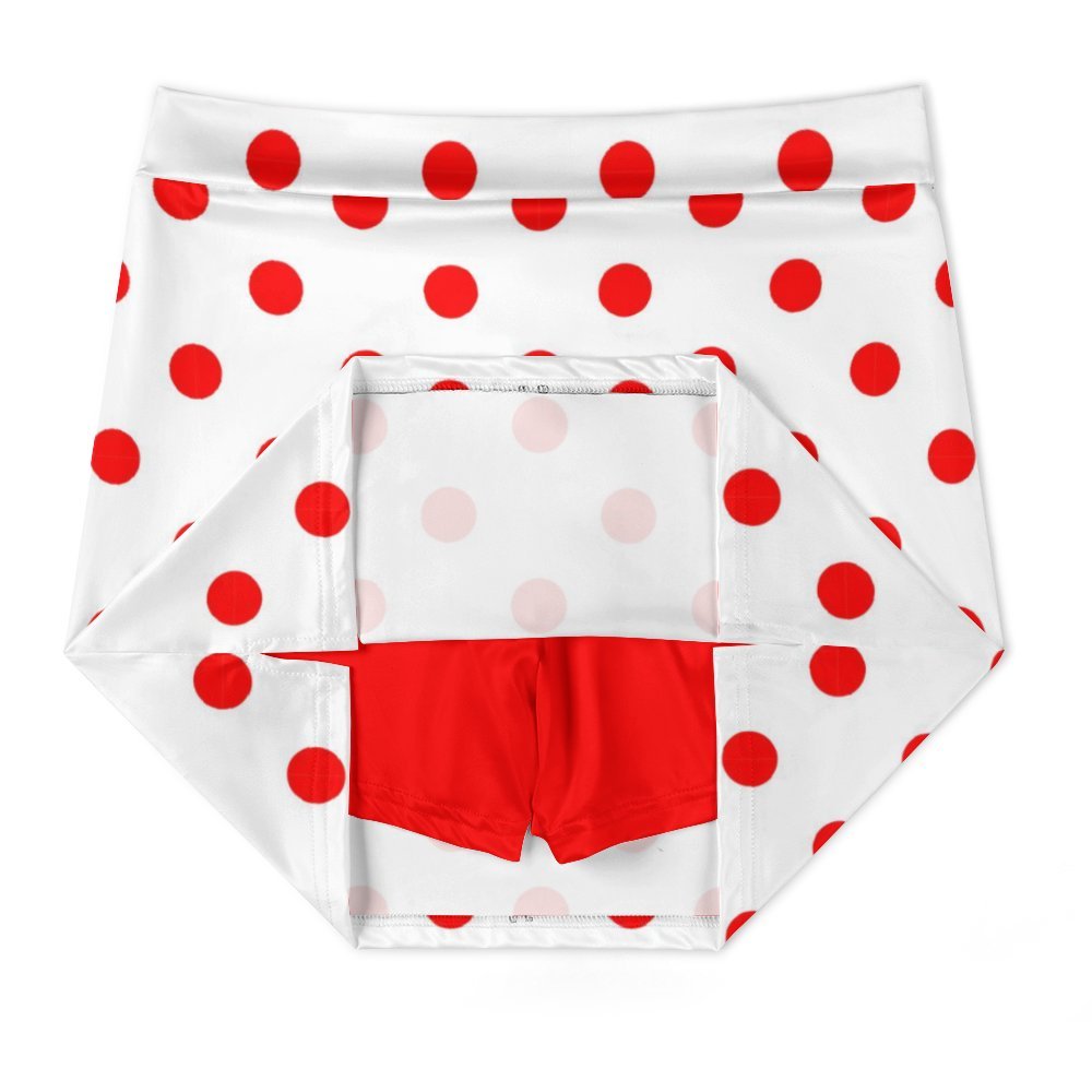 White With Red Polka Dots Athletic A-Line Skirt With Pocket Solid Shorts