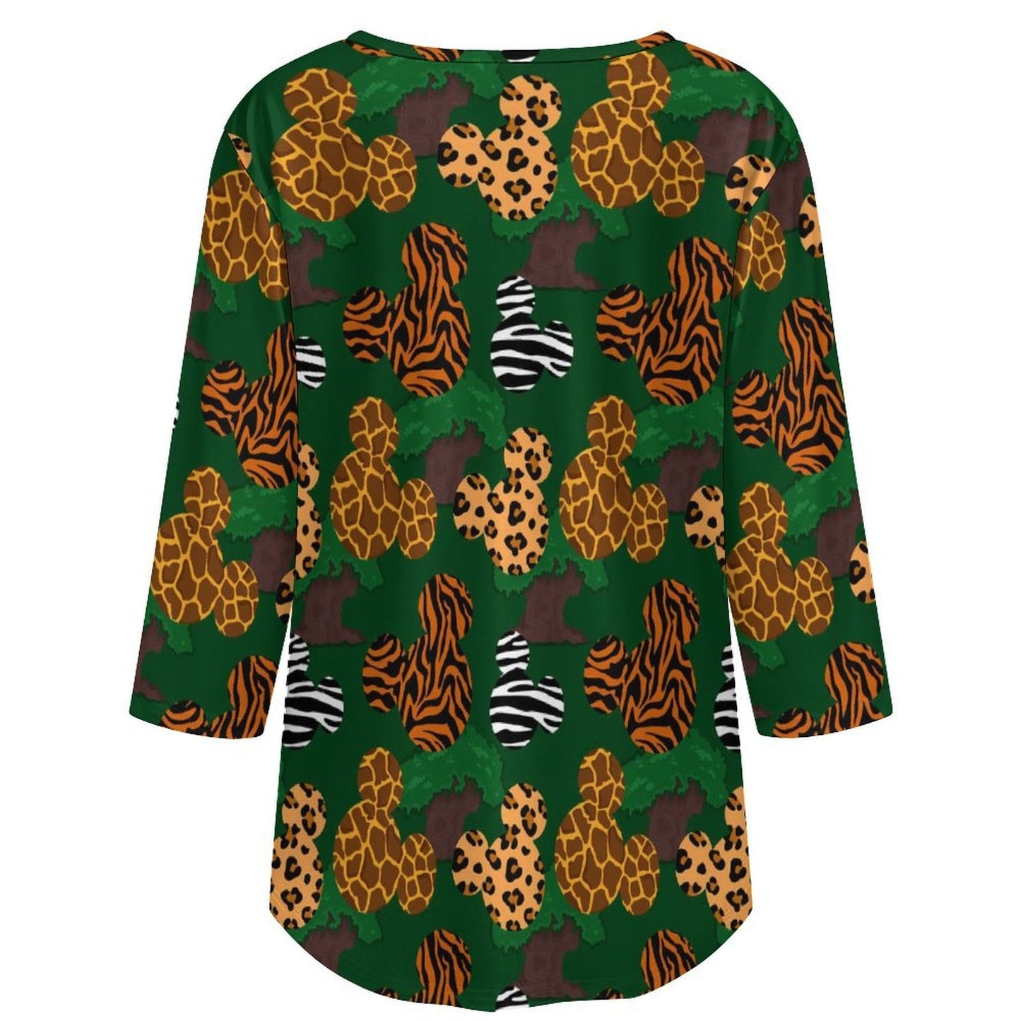 Animal Prints Women's 3/4 Sleeve Pleated Tunic Top - Ambrie