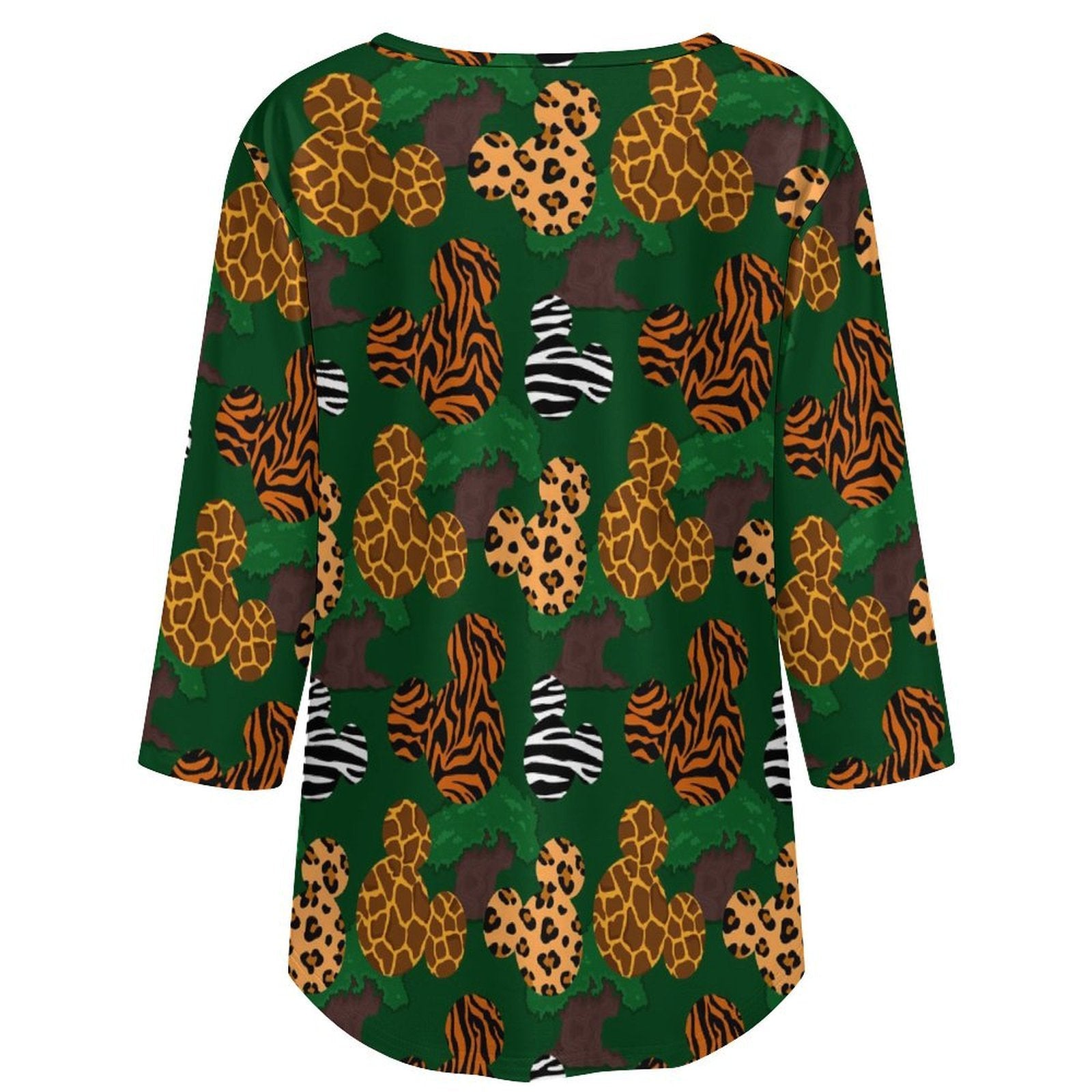 Animal Prints Women's 3/4 Sleeve Pleated Tunic Top - Ambrie