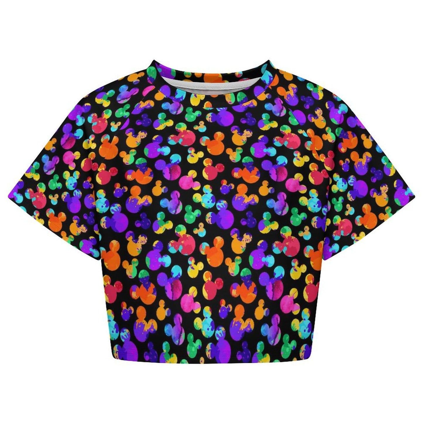 All Over Print Cropped Ralgan T-Shirt - Ambrie