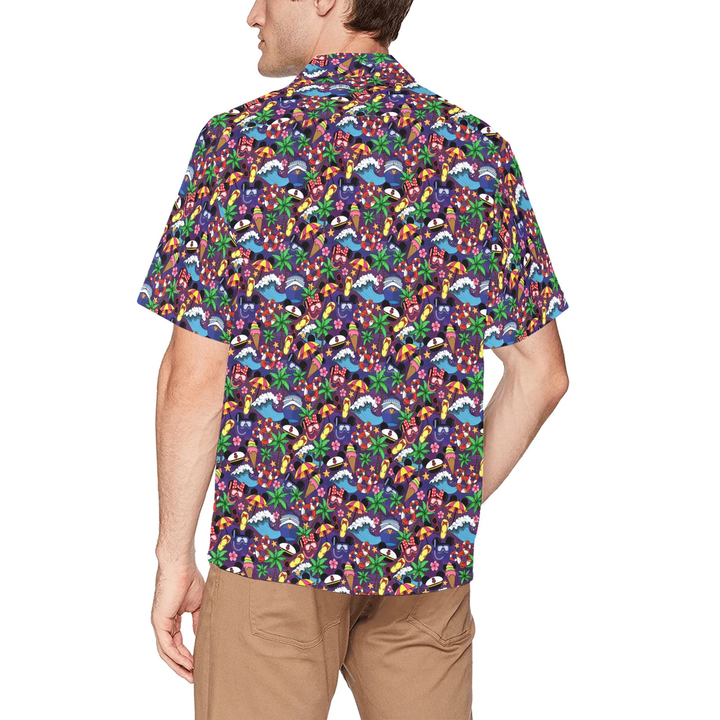 Mickey And Minnie Cruise Hawaiian Shirt With Chest Pocket