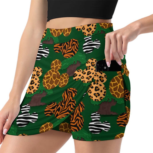 Animal Prints Athletic A-Line Skirt With Pocket