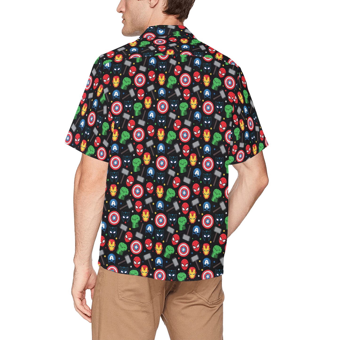 Super Heroes Hawaiian Shirt With Chest Pocket