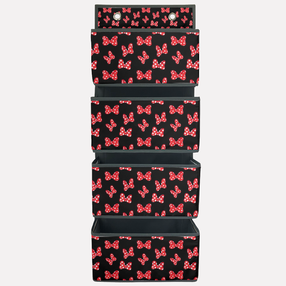 Polka Dot Bows 4-Tier Hanging Shelf Wall Closet Storage Organizer Bags