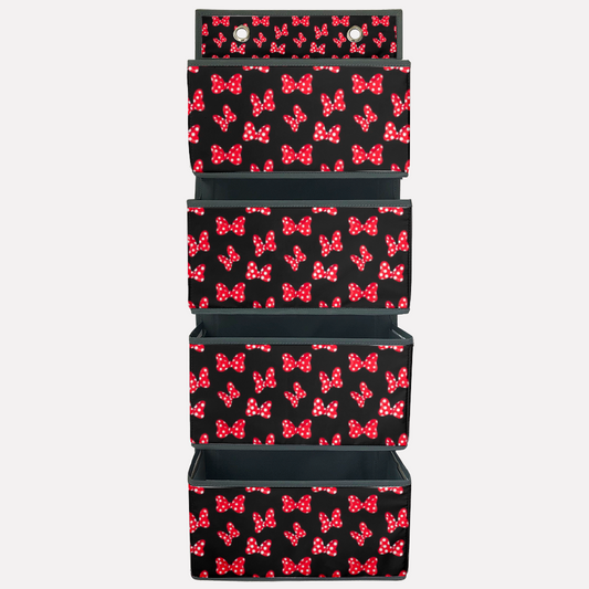 Polka Dot Bows 4-Tier Hanging Shelf Wall Closet Storage Organizer Bags