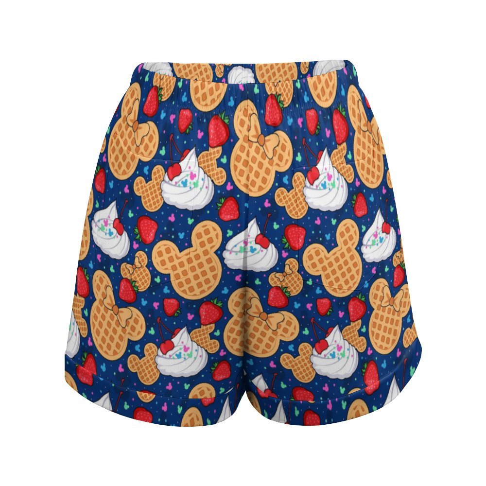 Waffles Women's High-Waisted Loose Shorts With Pockets - Ambrie