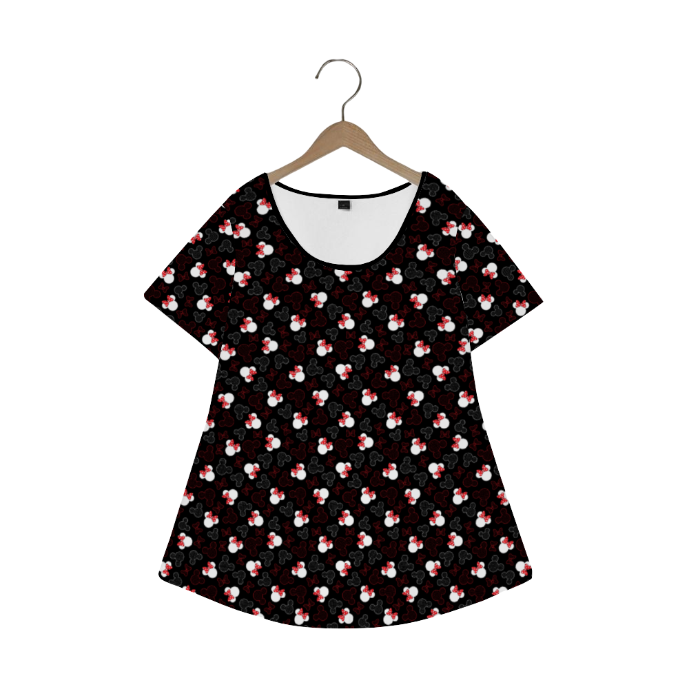 Mickey And Minnie Dots Women's Crew Neck Loose Tunic