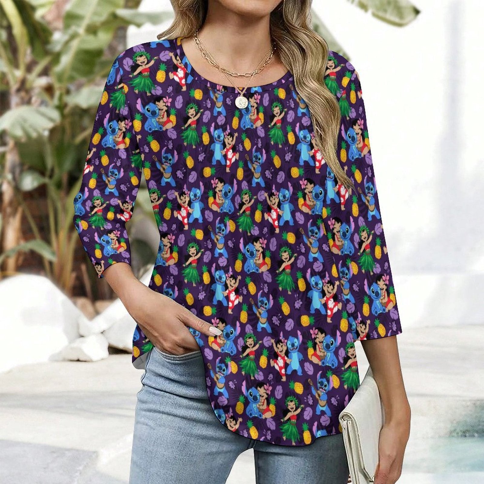 Island Friends Women's 3/4 Sleeve Pleated Tunic Top - Ambrie