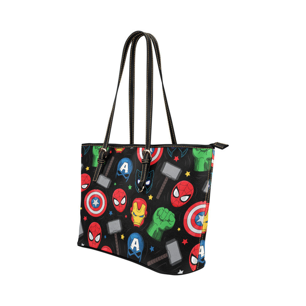 Super Heroes Leather Tote Bag